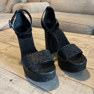 Amanda Gregory Crackled Metallic Platform Black 38 US 8